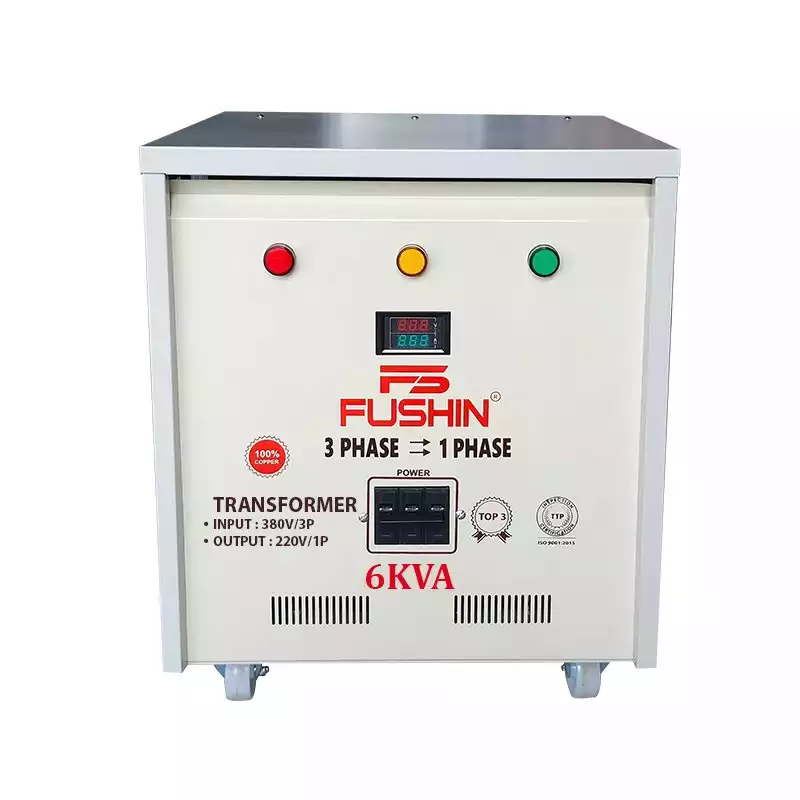 Biến áp 3 pha 380V ra 1 pha 220V 6KVA FUSHIN dây đồng - Hình 1