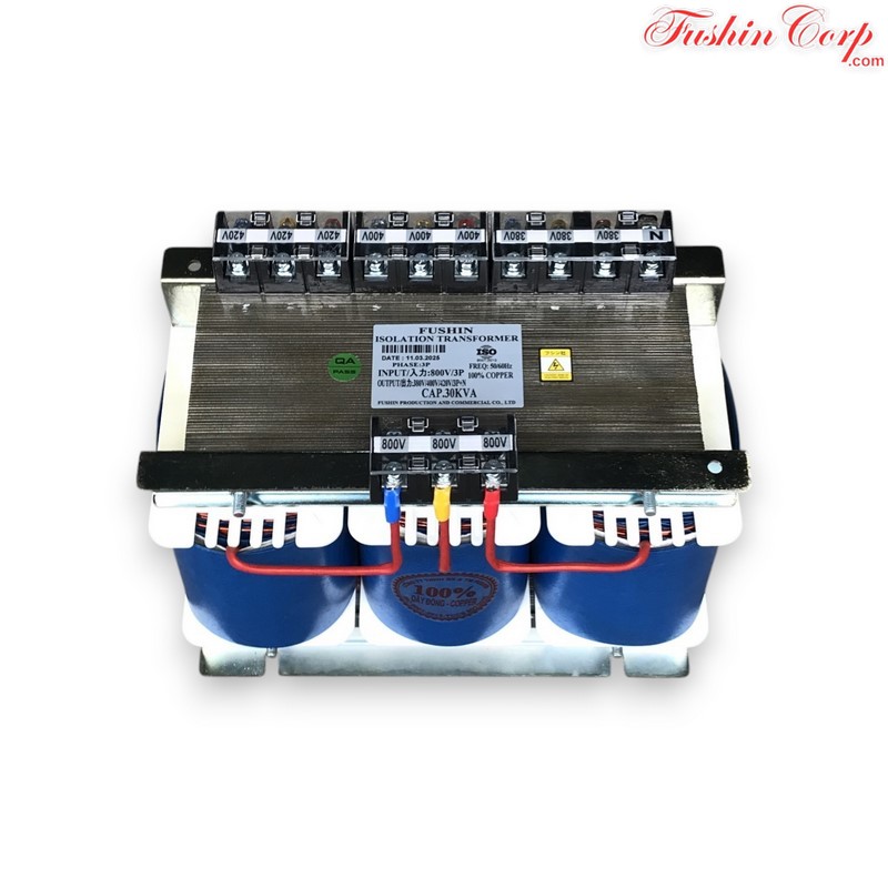 Biến Áp Trần Cách Ly 3 Pha 30KVA FUSHIN Vào 800V RA 380V-400V-420V - Hình 1