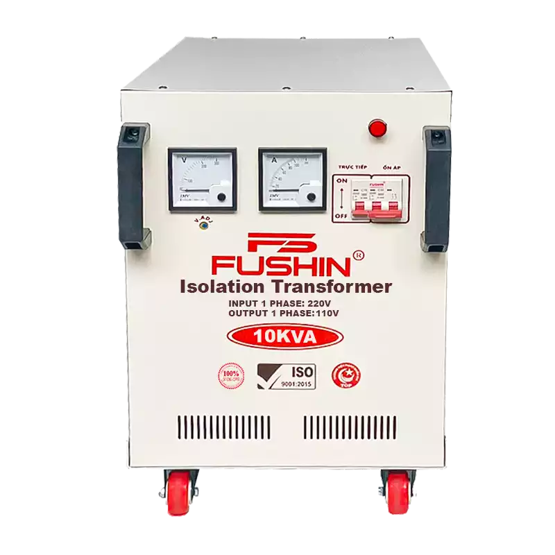 Biến Áp Cách Ly 1 Pha 10KVA FUSHIN Vào 220V Ra 100V-110V Dây Đồng - Hình 1