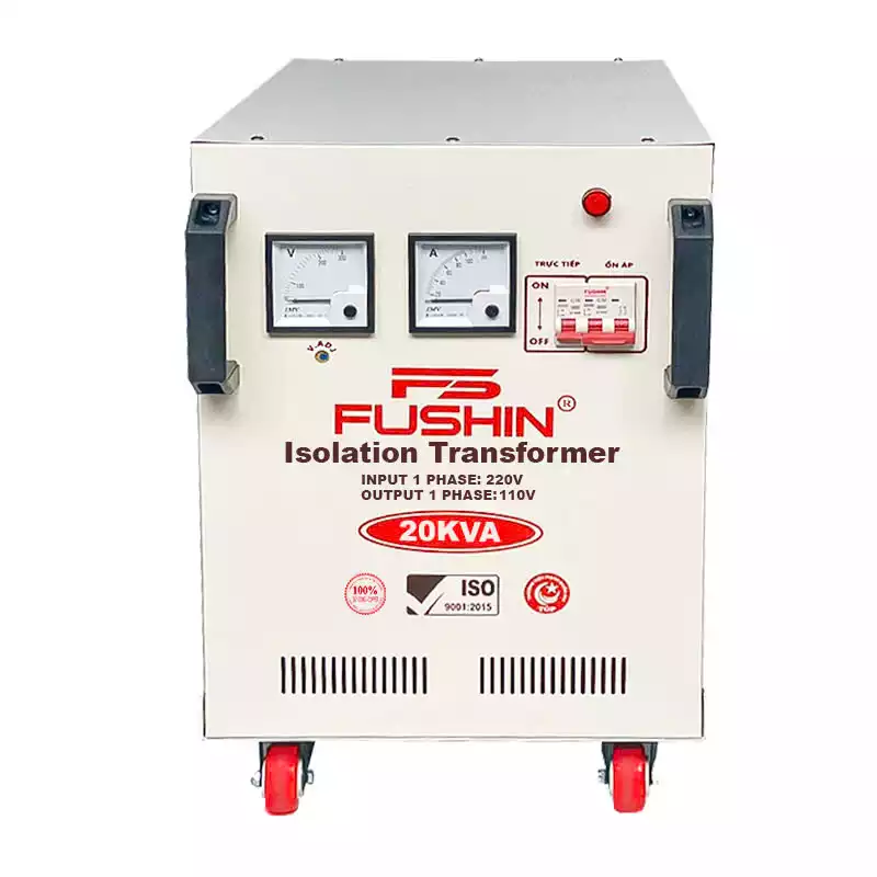 Biến Áp Cách Ly 1 Pha 20KVA FUSHIN Vào 220V Ra 100V-110V Dây Đồng - Hình 1