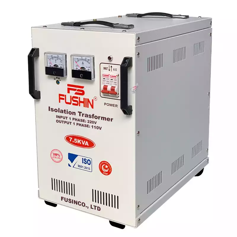 Biến Áp Cách Ly 1 Pha 7.5KVA FUSHIN Vào 220V Ra 100V-110V Dây Đồng - Hình 2