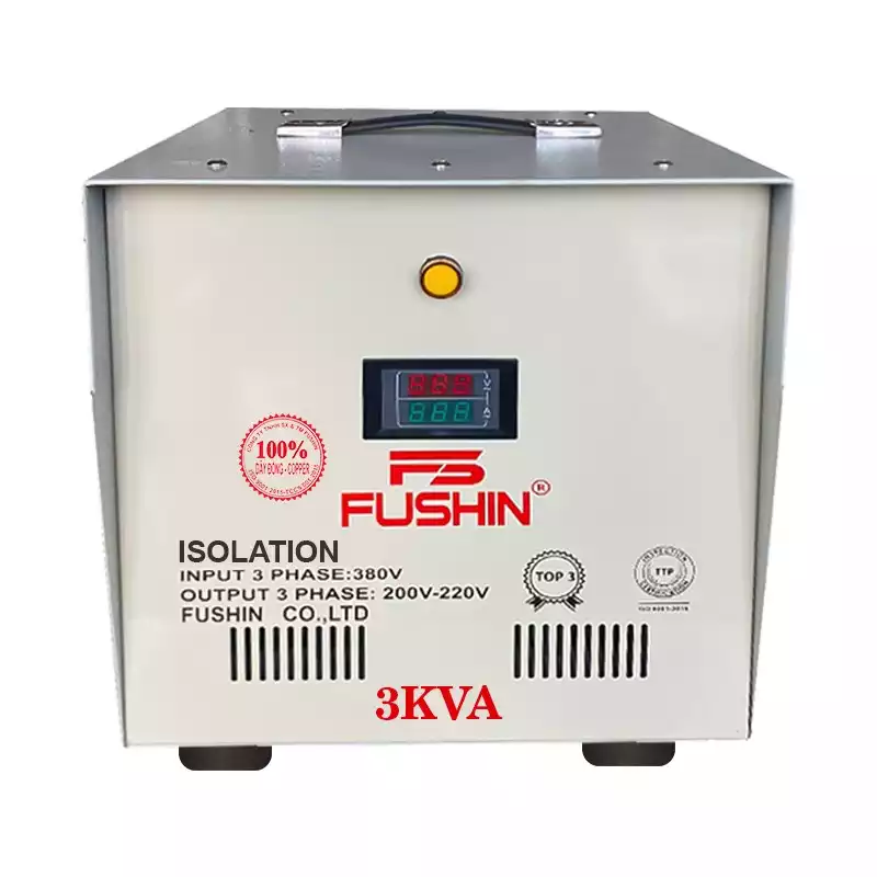 Biến Áp Cách Ly 3 Pha 3KVA FUSHIN Vào 380V Ra 200V-220V Dây Đồng - Hình 1