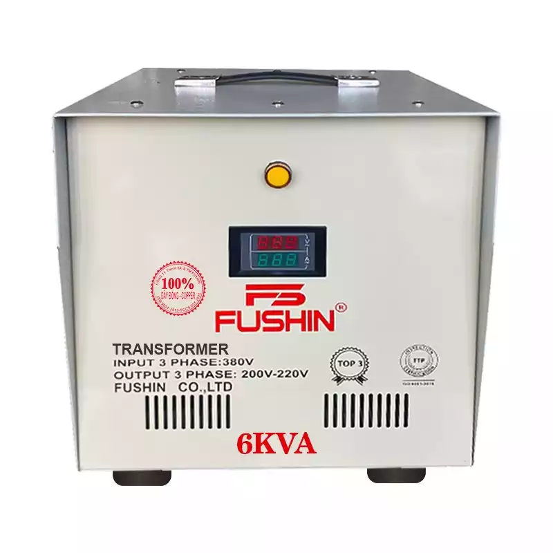 Biến Áp Tự Ngẫu 3 Pha 6KVA FUSHIN Vào 380V Ra 200V-220V Dây Đồng - Hình 1