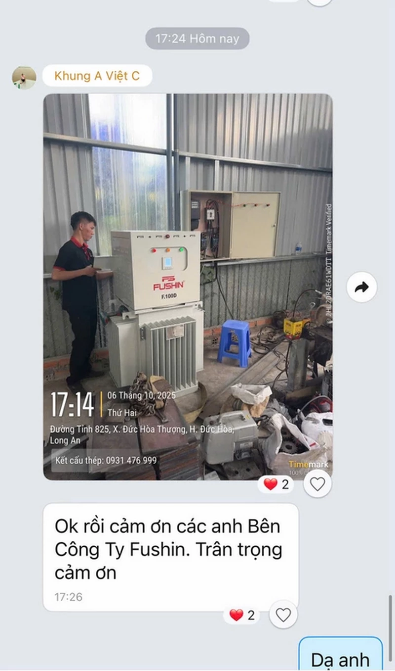 Phản hồi khách hàng Ổn áp ngâm dầu FUSHIN